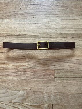 J. Crew Brown Leather Belt with Gold Buckle